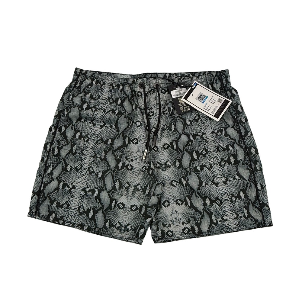 Roberto Cavalli Mens Snakeskin Print Swim Shorts Grey Black XXL RC458-XXL
